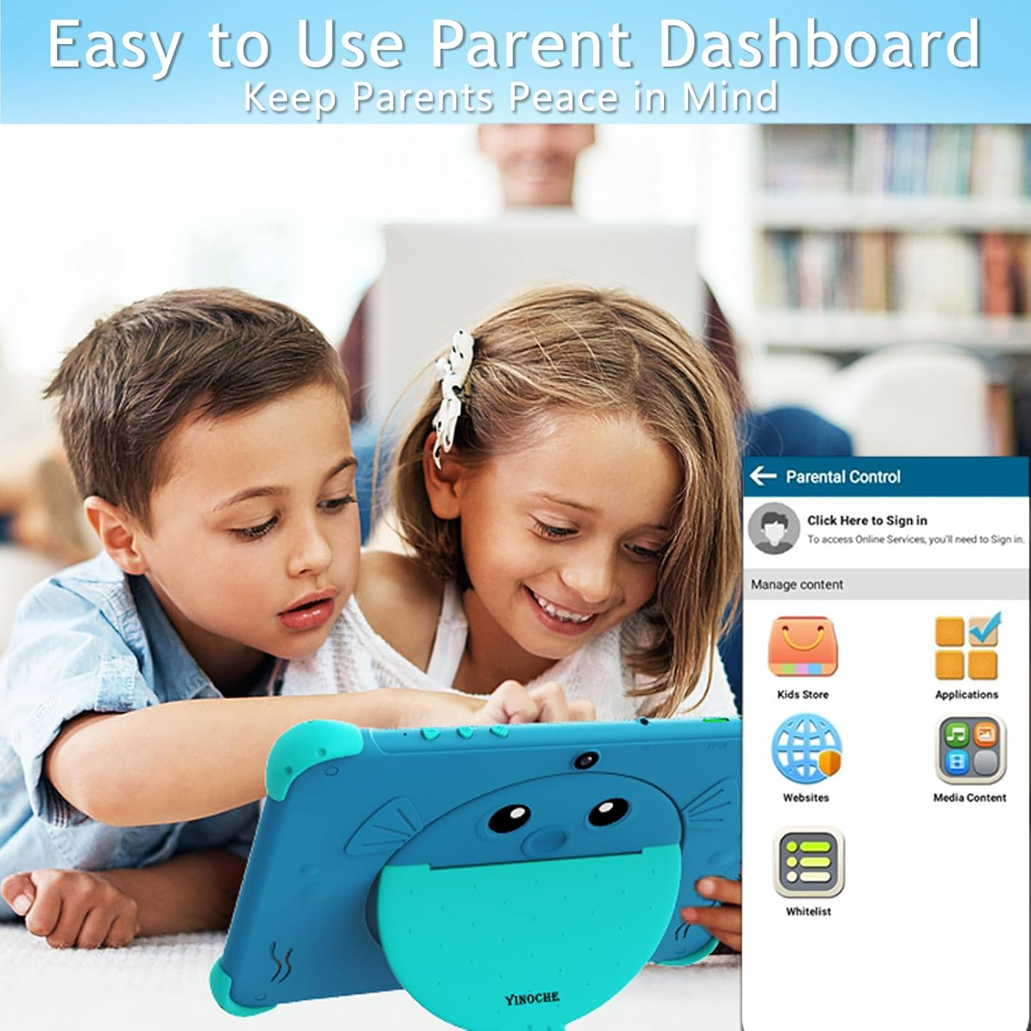 YINOCHE Kids Tablet 10 Inch Toddler Tablet for Kids 5G Wifi with Case Parental Control Dual Camera 32GB Kids Tablets Educational App Preloaded Support Youtube Neflix (Blue) image number 3