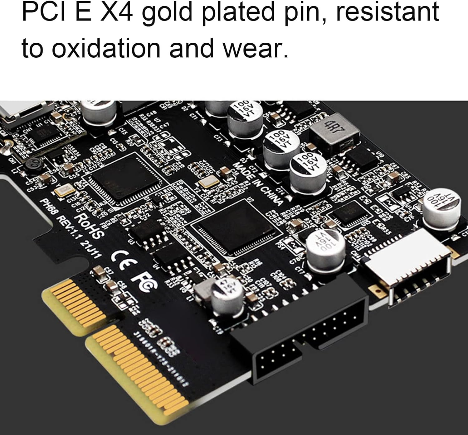 Pcie to USB 3.2 Gen 2 Adapter, Dual Port (1X Type a + 1X Type C), 10Gbps High-Speed Internal 19 Pin Connector, Front Type E for Desktop Computer image number 5