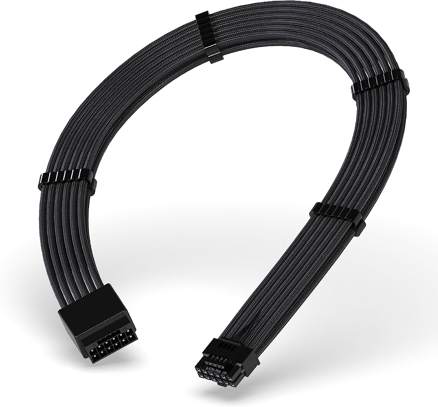 EZDIY-FAB GPU Power Sleeved Cable Extension, 16Pin(12+4) 12VHPWR Pcie 5.0 Connector Male to Female for RTX 5080, 5070, 4090, 4080, 4070, with Cable Combs-16Awg/Black