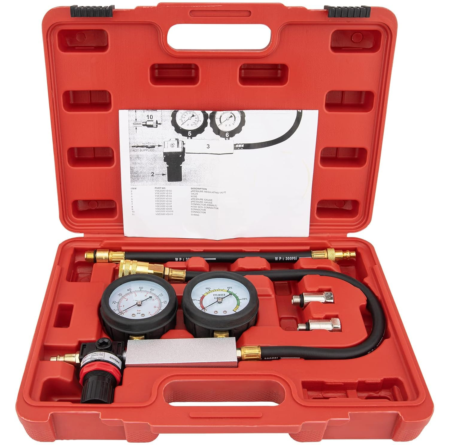 Cylinder Leak down Tester Kit, Tu-21 Dual Gauge Cylinder Leakage Checker Automotive Compression Test Kit for Trucks Motorcycles image number 5