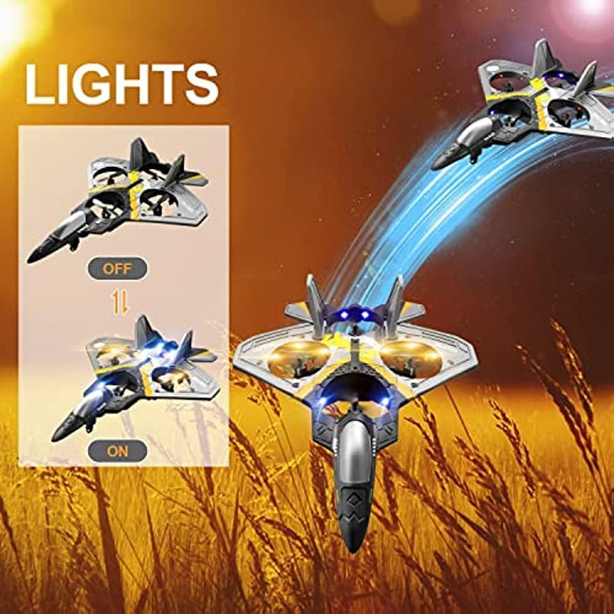 Remote Control Plane 2.4Ghz Foam RC Airplanes Helicopter Quadcopter for Adults Kids, Spinning Drone, Gravity Sensing,Stunt Roll, Cool Light, 2 Battery, Gifts for Kids Boys - Blue image number 2