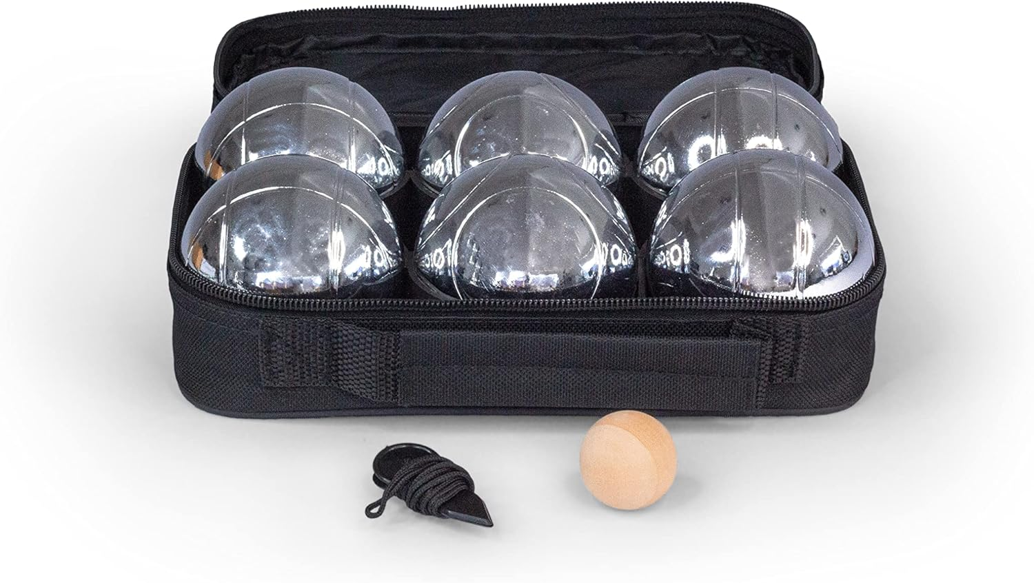 Realgames.Com.Au Boules in Black Carry Bag by Realgames - Set of 6 Alloy Chrome Plated Boules Petanque in Black Bag, Great for Outdoor Lawn Games with Family and Gatherings with Friends image number 1
