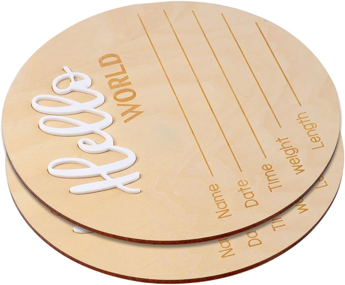 2Pcs Wooden Name Sign Newborn Announcement Birth Sign for Hospital Photo Prop Welcome image number 1