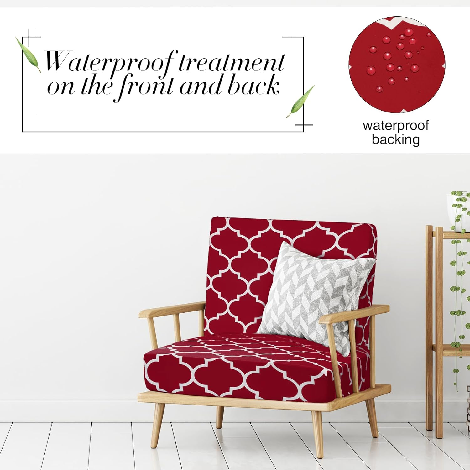 Newwiee 8 Pcs Patio Stretch Sofa Cushion Covers Stripe Outdoor Cushion Covers Replacement Patio Furniture Couch Slipcovers Chair Seat Soft Flexibility Protector(Wine Red) - Dark Green image number 3