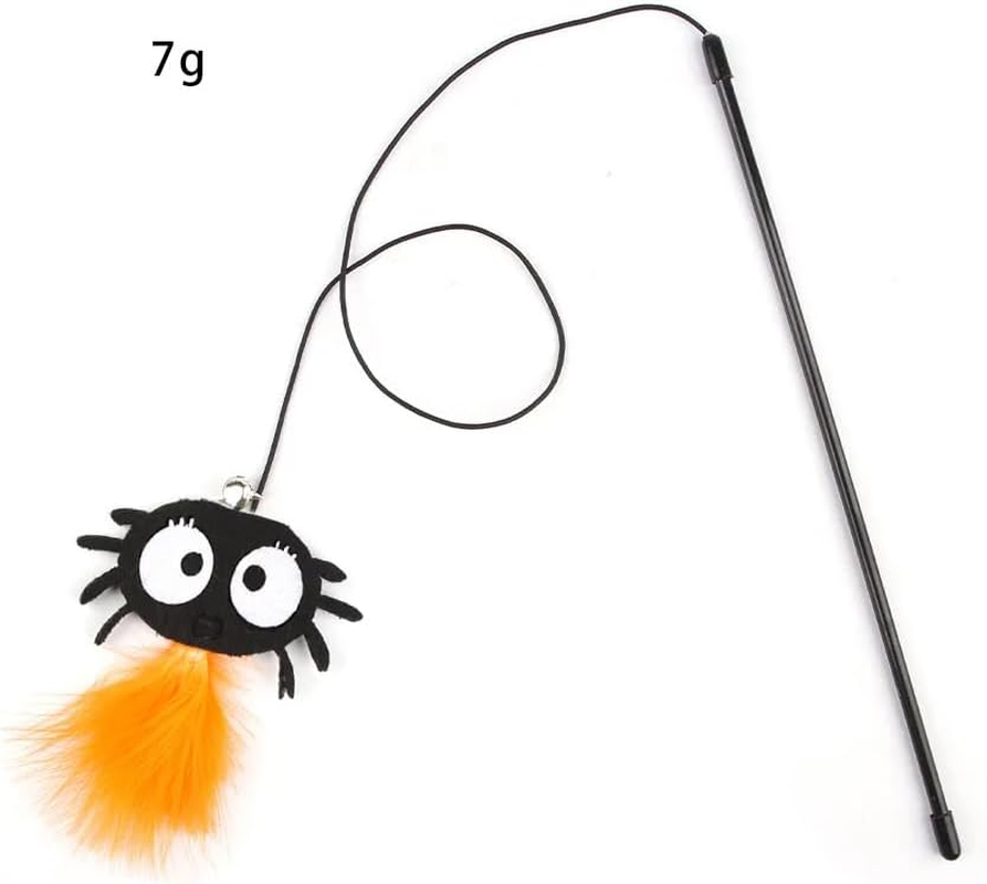 ARFUKA Cat Accessories Interactive Cat Toy Feather Cat Toy Cat Stick Cat Wand Toy Feather with Bells Halloween Elemente Retractable Cat Teaser Toy for Kitty Kitten Scratching Exercise Indoor Pack of 3 image number 1