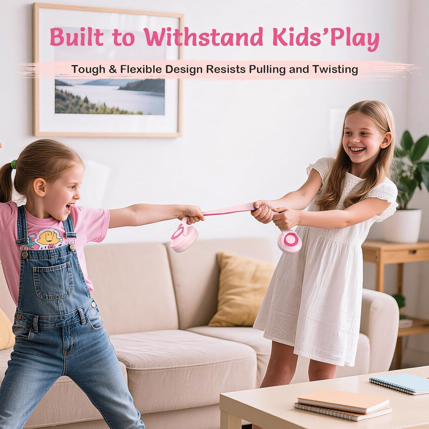 TONOSHARK Kids Headphones Wireless Lightweight, Active Noise Cancelling Headphones for Kids, 60H Playtime, Bluetooth Over-Ear Headset for Home/School/Travel - Includes Portable Case (Pink)