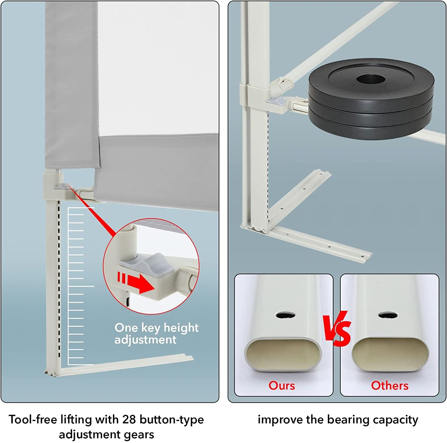 KIDBOT 3Pcs Baby Bed Rail Guard Queen Size Kid Bed Rail for Toddler Child Cot Fence Barrier Adjustable Baby Fall Protection Mesh Fabric Double Lock，2X 200CM & 1X 150CM image number 6