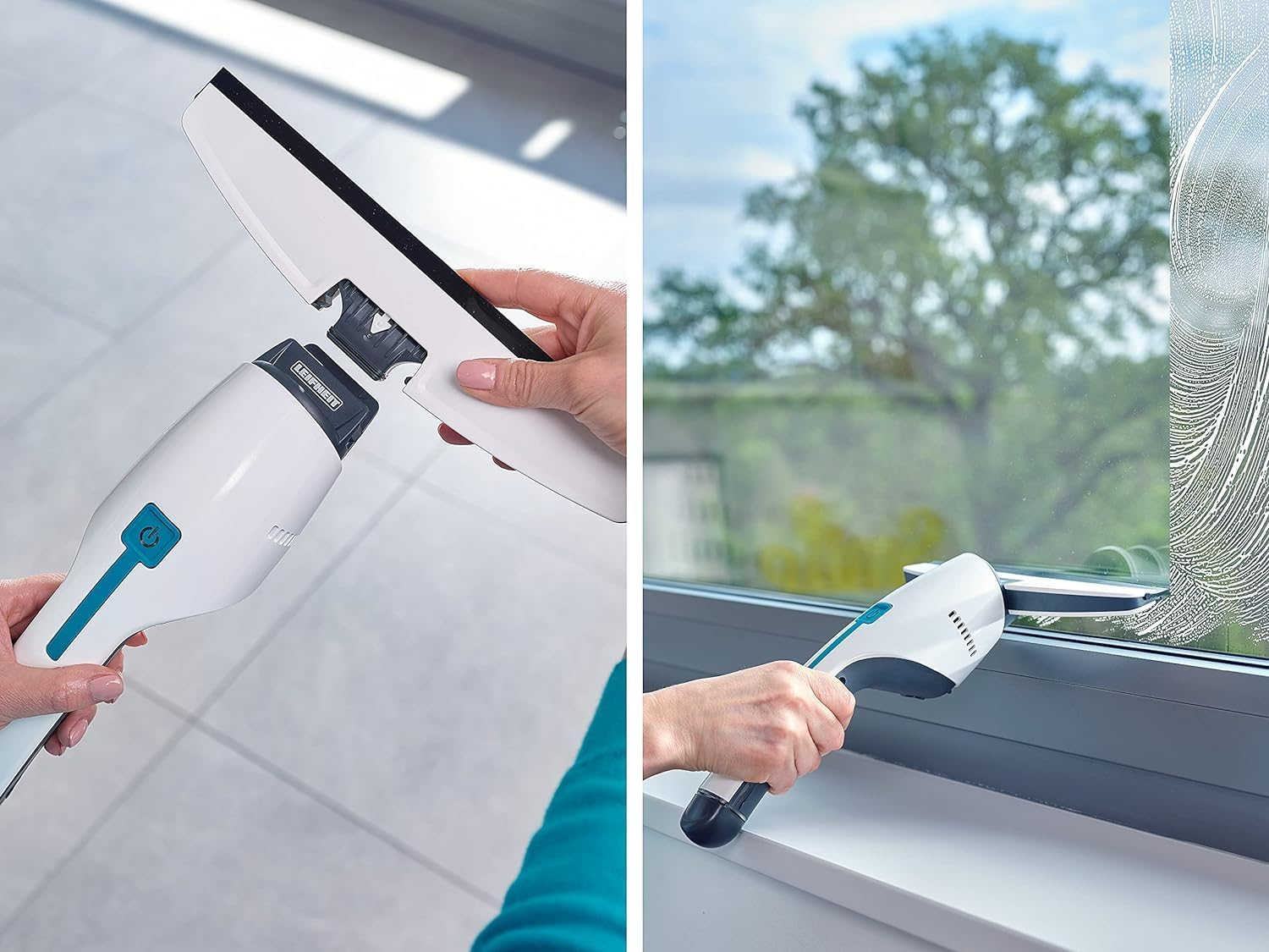 Leifheit Nemo Window Vacuum Cleaner with Wall Mount and Bath Nozzle, Bathroom Vacuum Cleaner with Waterproof Housing Ideal for Shower, Can Be Used up to 45 Minutes, Handy and Lightweight Window image number 1