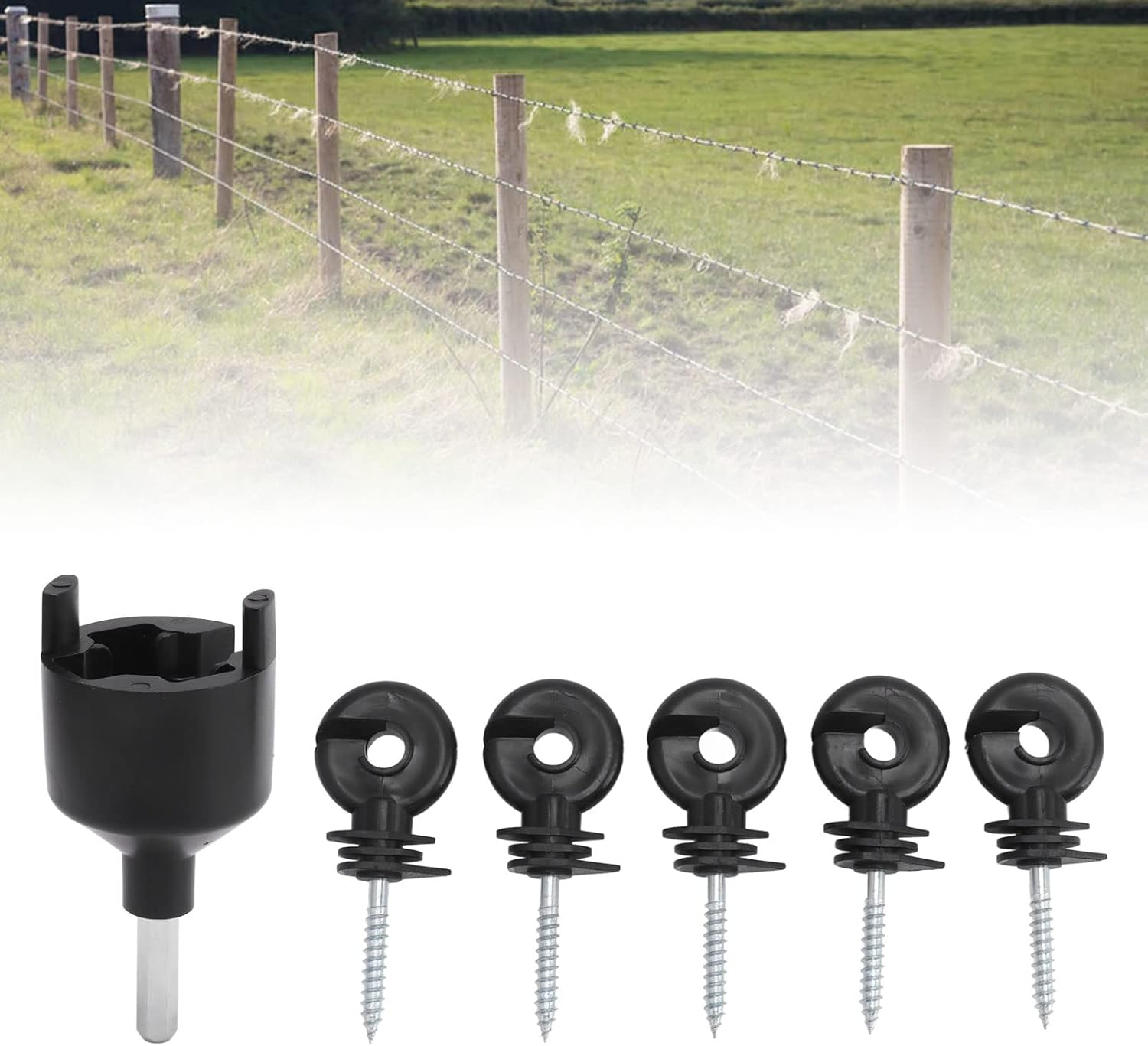 Wood Post Insulator for Fence Post, Self Tapping Electric Fence Insulator for Grassland image number 1