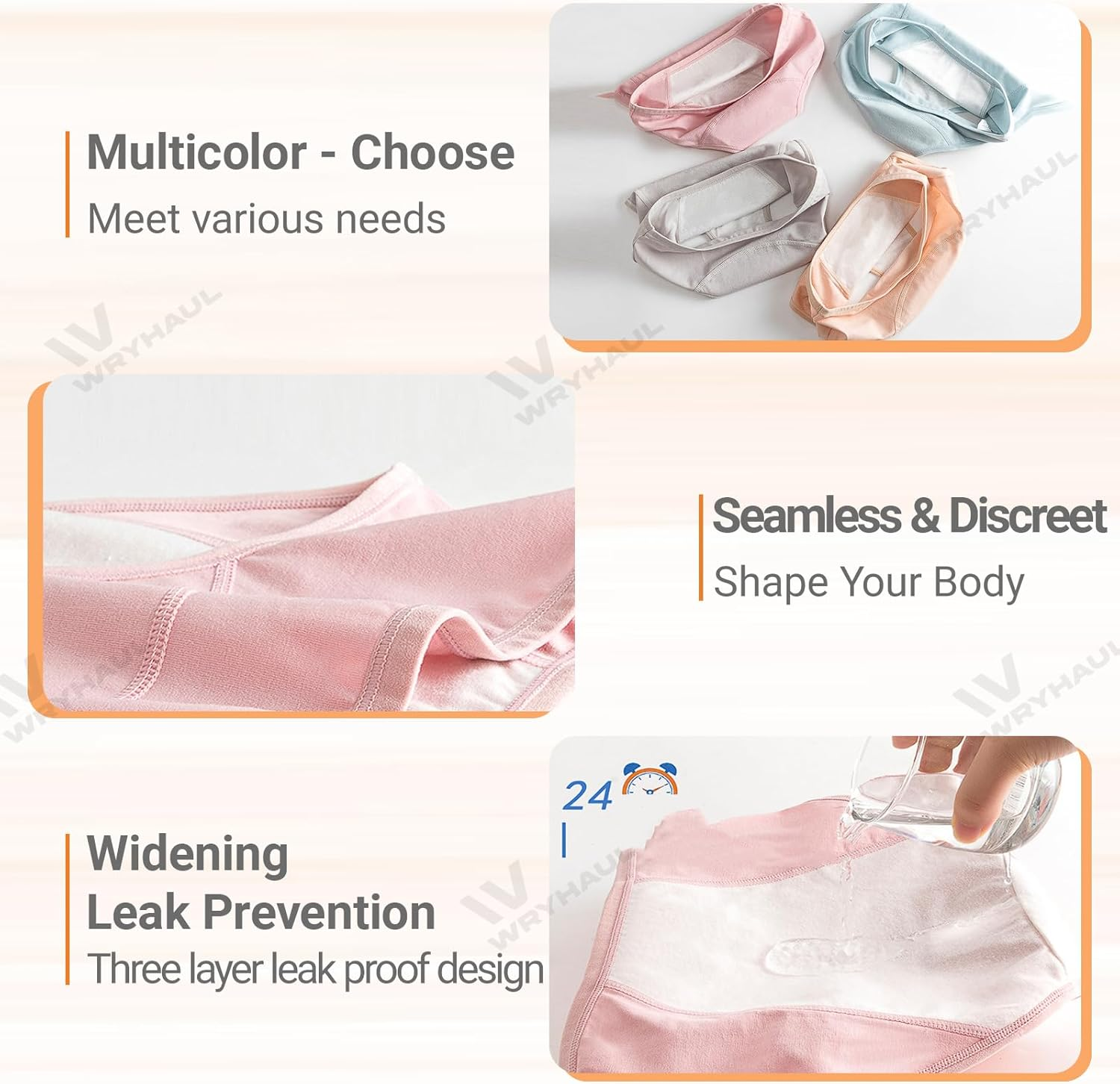 Pinknate Panties Leak Proof, Sleekhip - Leakproof High-Waist Tummy-Control Butt-Lifting Panties, Leakproof Ladies Underwear Washable image number 3