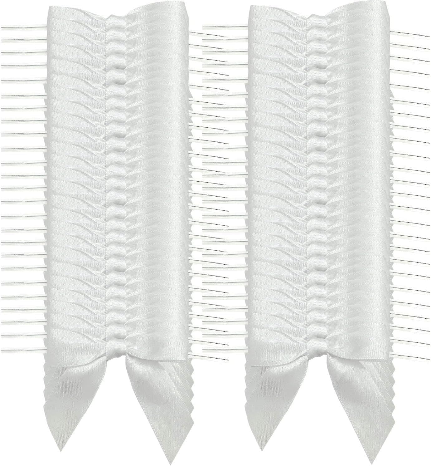 50 Pcs Ribbon Bows, Large Bow Decor for Crafts Wrapping Party Favors Wedding Decorations (White) image number 3