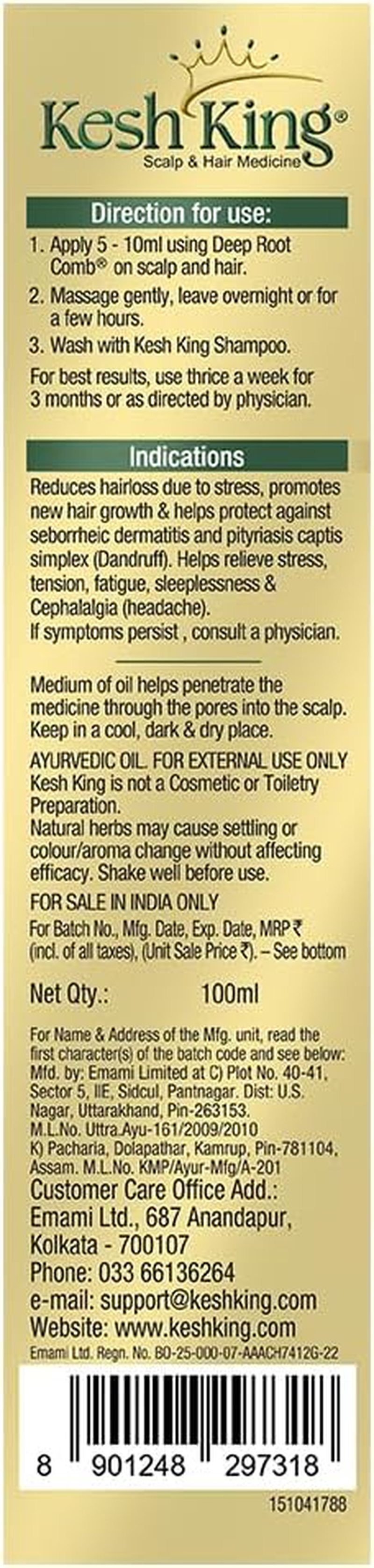 Kesh King Ayurvedic Scalp and Hair Oil, 100Ml image number 5