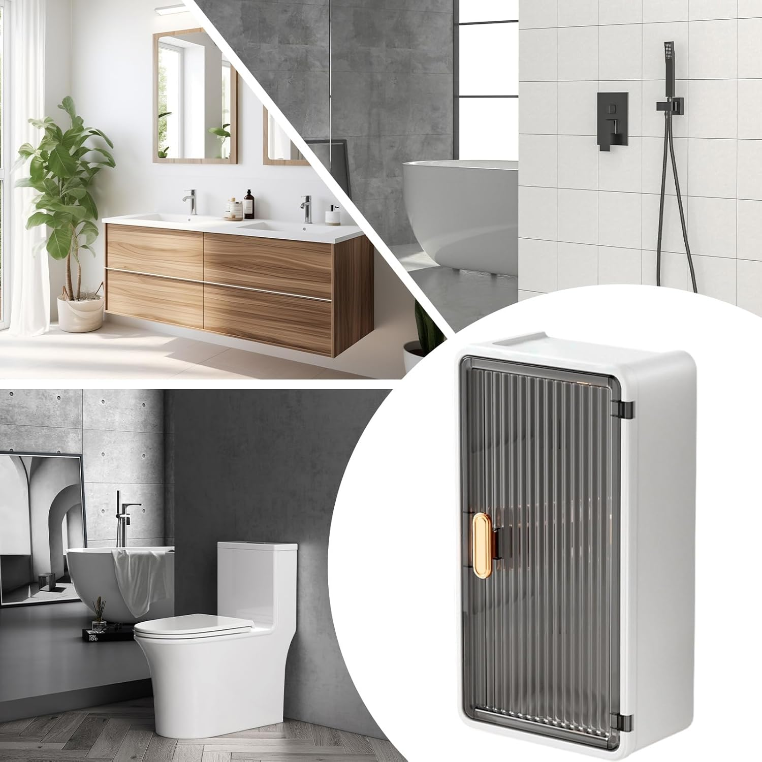 Tissue Paper Holder for Bathroom,Wall Mount Tissue Holder Organizer - Bathroom Accessories Storage Organizer for Shower Sponge Wet Wipes Toiletries Organization Kitchen Bedroom Apartment - Partition Type image number 3