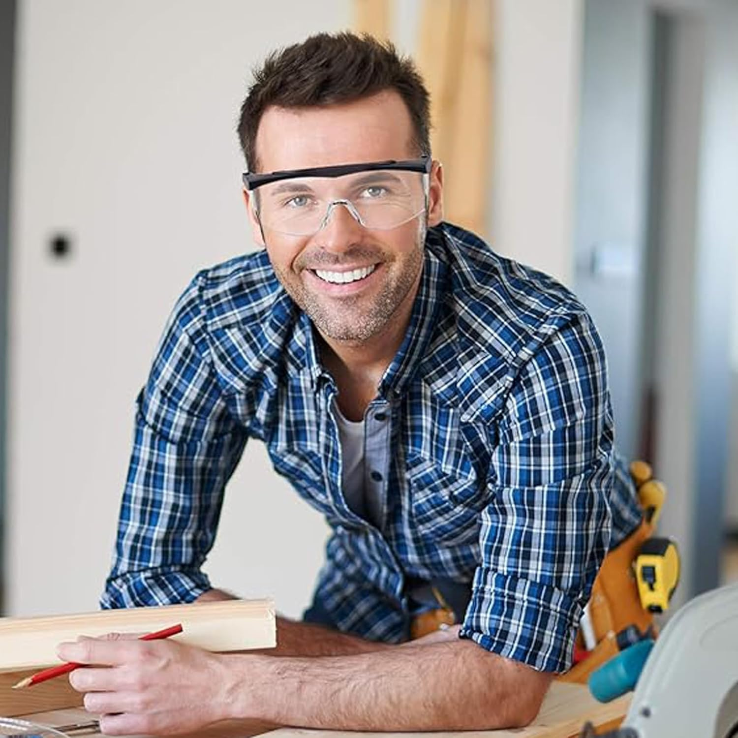 8 PCS Safety Glasses, Safety Goggles, Black Frame Clear Lens Goggles, Shooting Glasses, Premium Cycling Glasses for Men and Women, Lightweight Protective Eyewear for Work and Outdoor Activities