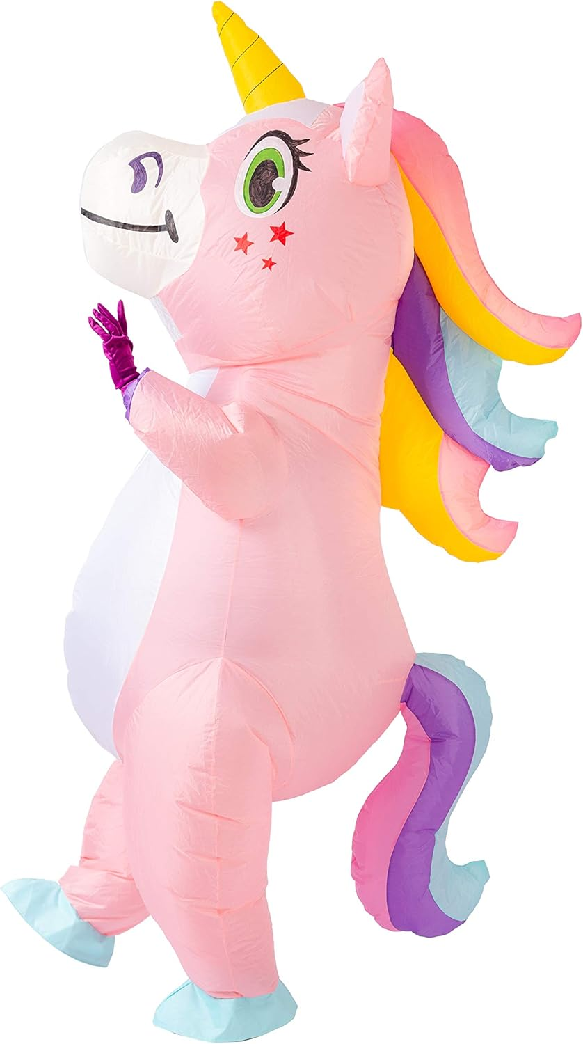 Spooktacular Creations Inflatable Costume Adult, Full Body Riding a Unicorn Blow up Costume for Halloween Inflatables Party - Blue image number 2