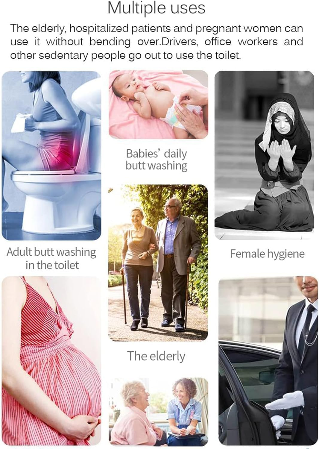 MINYII Portable Travel Bidet, Electric Rechargeable Handheld Jet Spray for Toilet, Bathroom & Outdoor Hiking, Muslim Shower Spray with 2.3L Water Storage (Black) image number 1