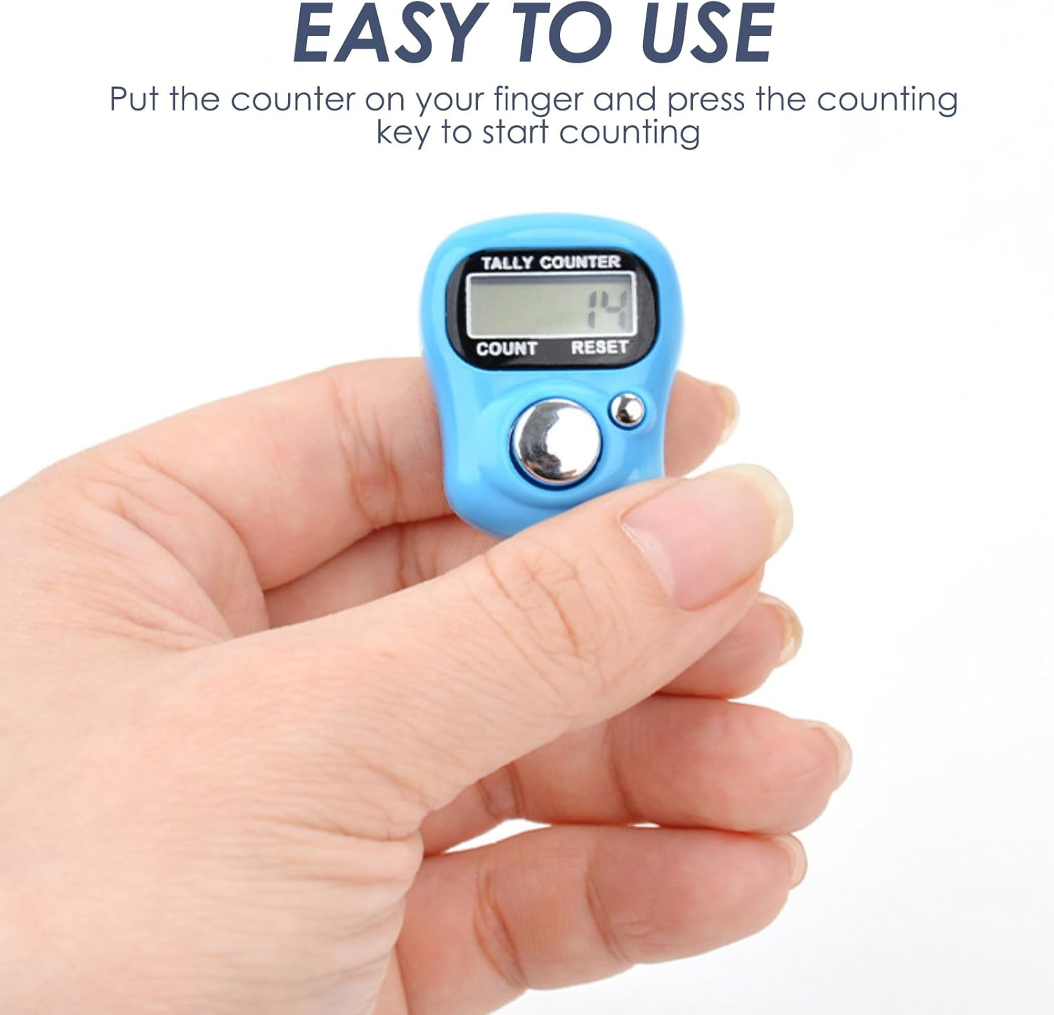 10 Pcs Electronic Finger Tally Counter Mini LCD Digital Display Handheld Pitch Clicker, Resettable Finger Hand Tally Tasbeeh Counter for Golf Coaching Knitting, Lap, Fishing Row Baseball Easy to Carry image number 2