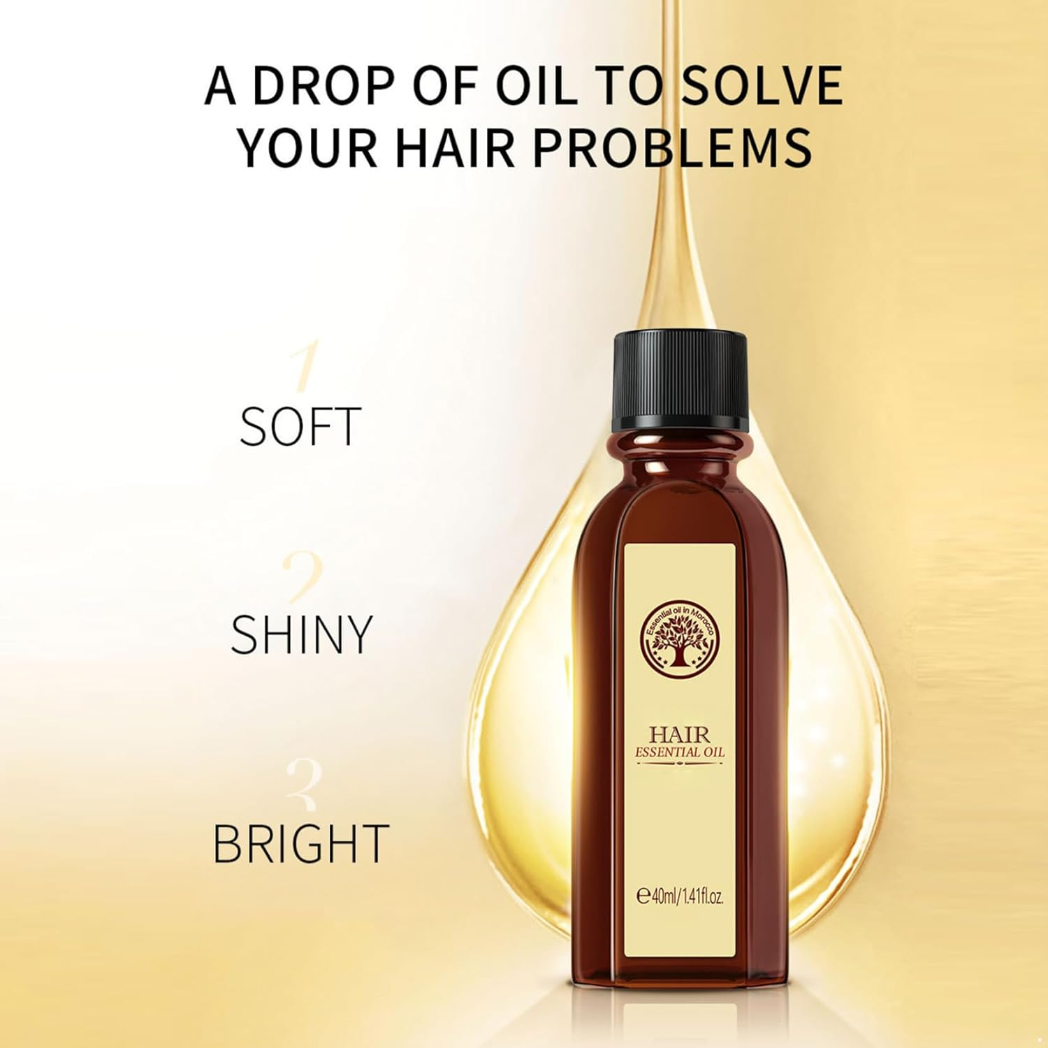 Loodgao Argan Hair Oil 40ML Moroccan Lightweight Non Greasy Formula for Women Men Nourishes Repairs Dry Damaged Hair with Hydrating Benefits Beige One Size image number 1