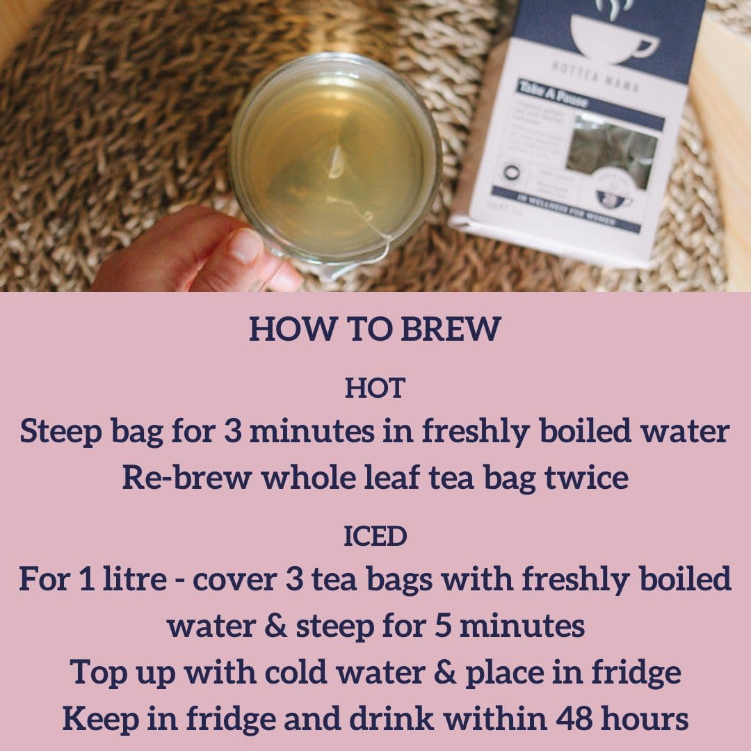 HOTTEA MAMA Take a Pause Menopause Tea with Green Tea, Sage, Ginseng, Raspberry Leaf, Liquorice Root & Valerian Root for Supporting Peri & Menopause | Biodegradable Tea Pyramids image number 2