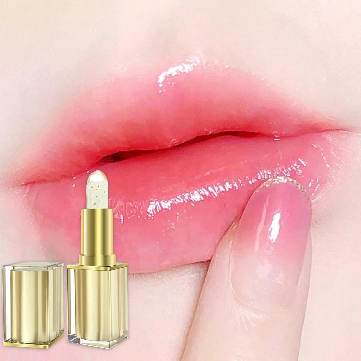 Color Changing Lipstick with Gold Crystal, Long Lasting Moisturizing Lip Gloss, Transferproof Formula for 24-Hour Shine Hydration Versatile Lip Balm(A,2Pcs) image number 6