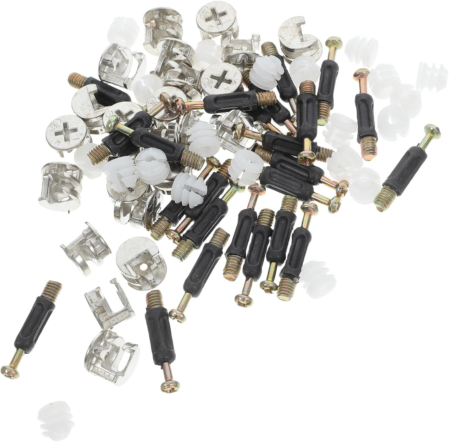 Kisangel 30 Sets Furniture Connector Cam Locks Kit with Alloy Cam, 35Mm Plastic Dowels and Embedded Screws, Cabinet Fasteners Hardware for Wardrobe, Drawer and Table Assembly in Home And image number 1