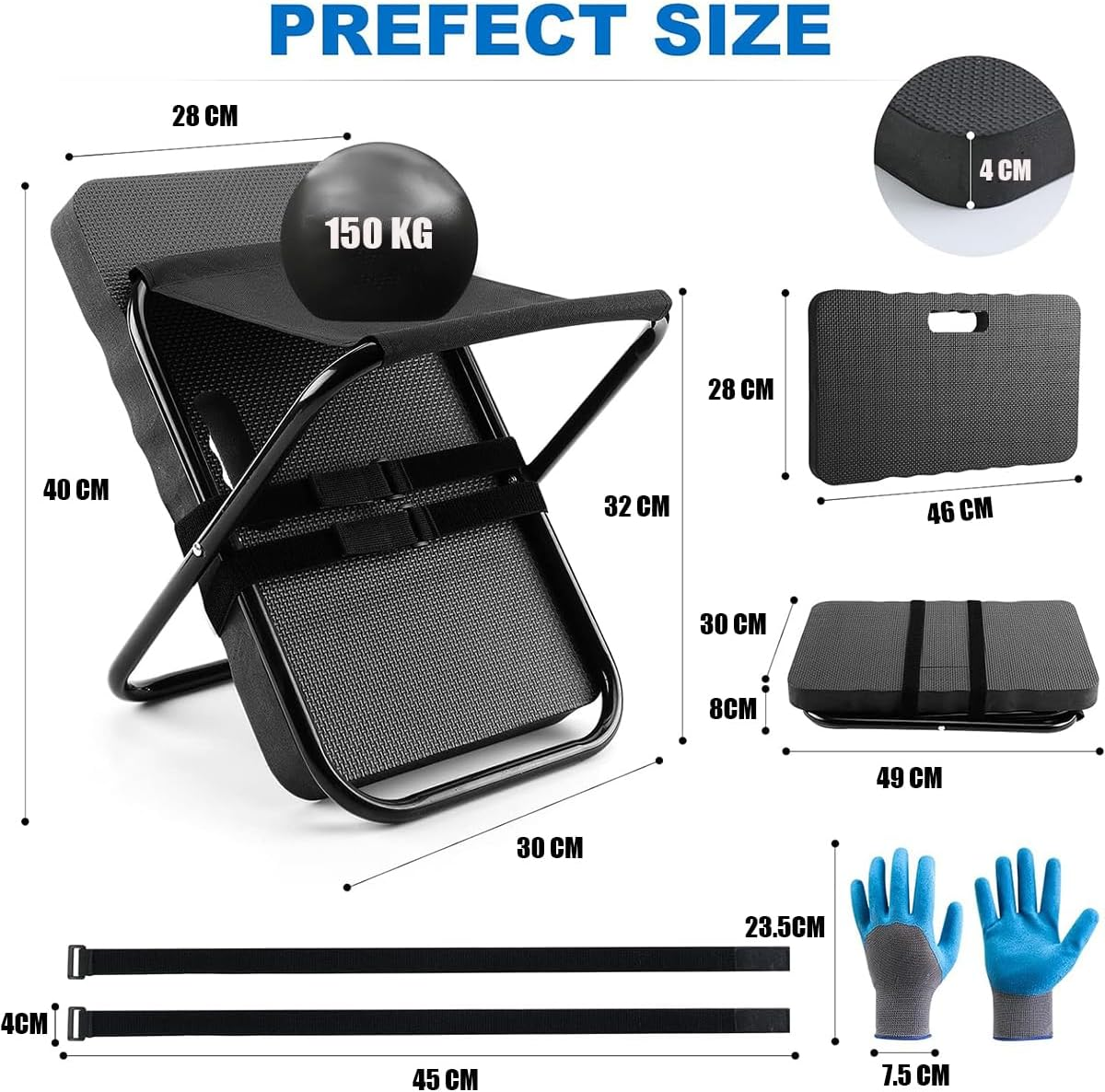 CLOUDSEASON Kneeling Pad with Stool 2 in 1 Foldable Garden Stool Includes Anti-Slip Gloves Ergonomic Comfort Design for Gardening, Camping Fishing Household Chores Painting & More image number 1