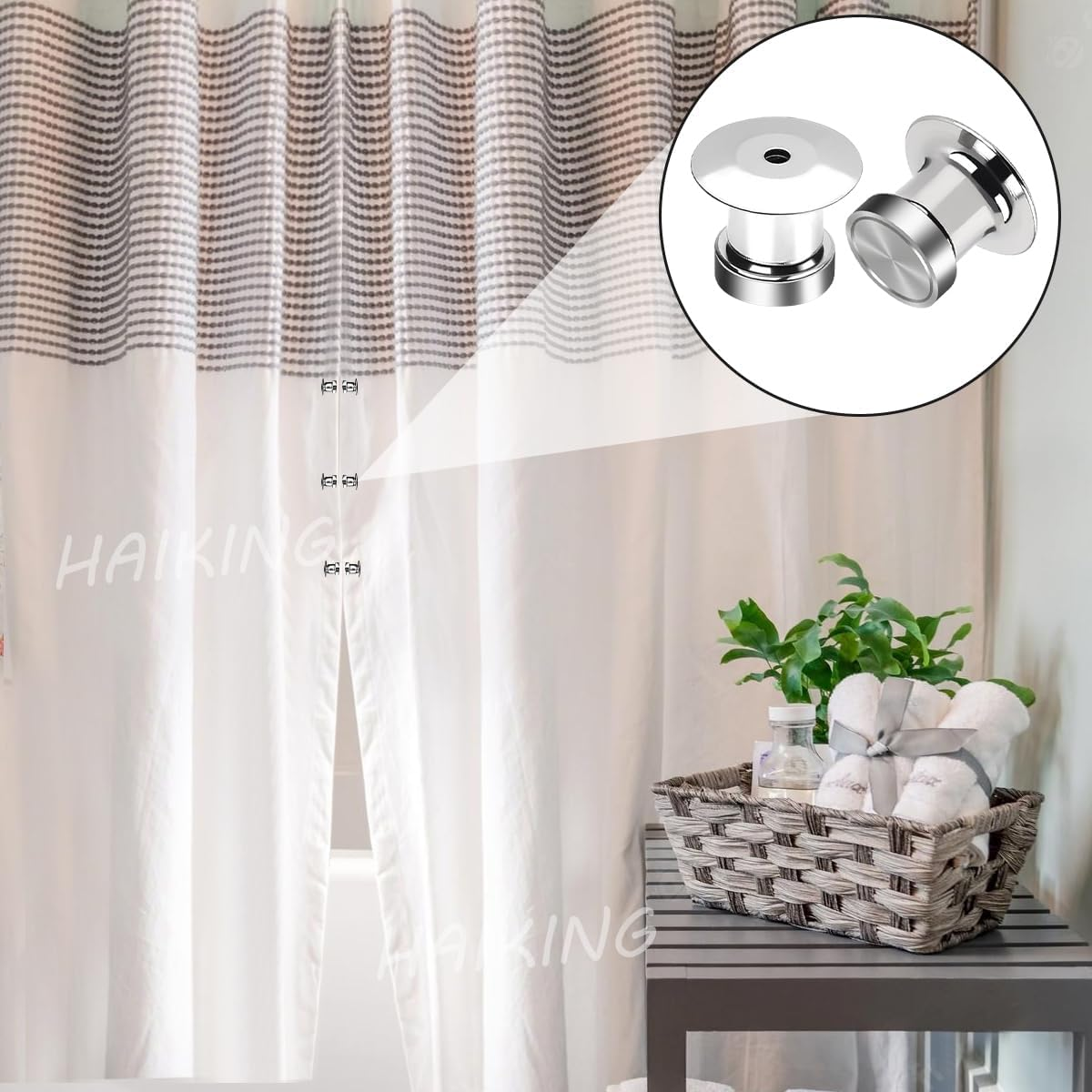 HAIKING Refrigerator Magnetic Pin Backs,12 PCS Silver round Metal Magnet Backs Locking Pin for Brooches, Jewelry Buckle Accessories (10 * 8 * 7Mm/0.39 * 0.31 * 0.27In)