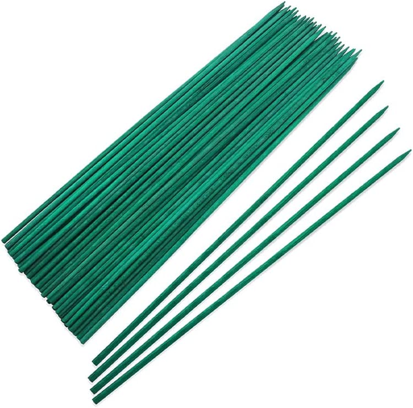 THJOPOKEEL 100Pcs Garden Wood Plant Stakes, Green Bamboo Sticks, 15.7In Long, 40Cm, Straight Wood, Easy to Insert, Smooth Surface, Thicker and Stronger image number 4