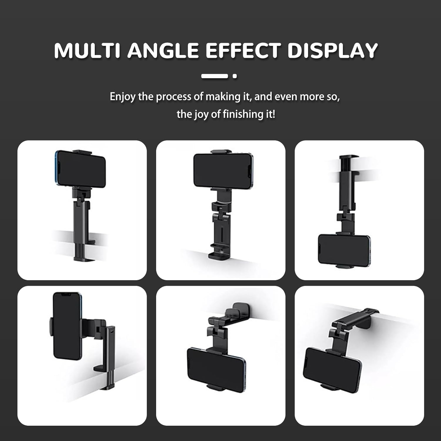 2 Pack Airplane Phone Holder for Travel,360&deg; Rotatable Flight Phone Mount Clip,Durable Compact Travel Essential for Iphone, Samsung Most Smartphones Foldable Lightweight (Black) image number 5