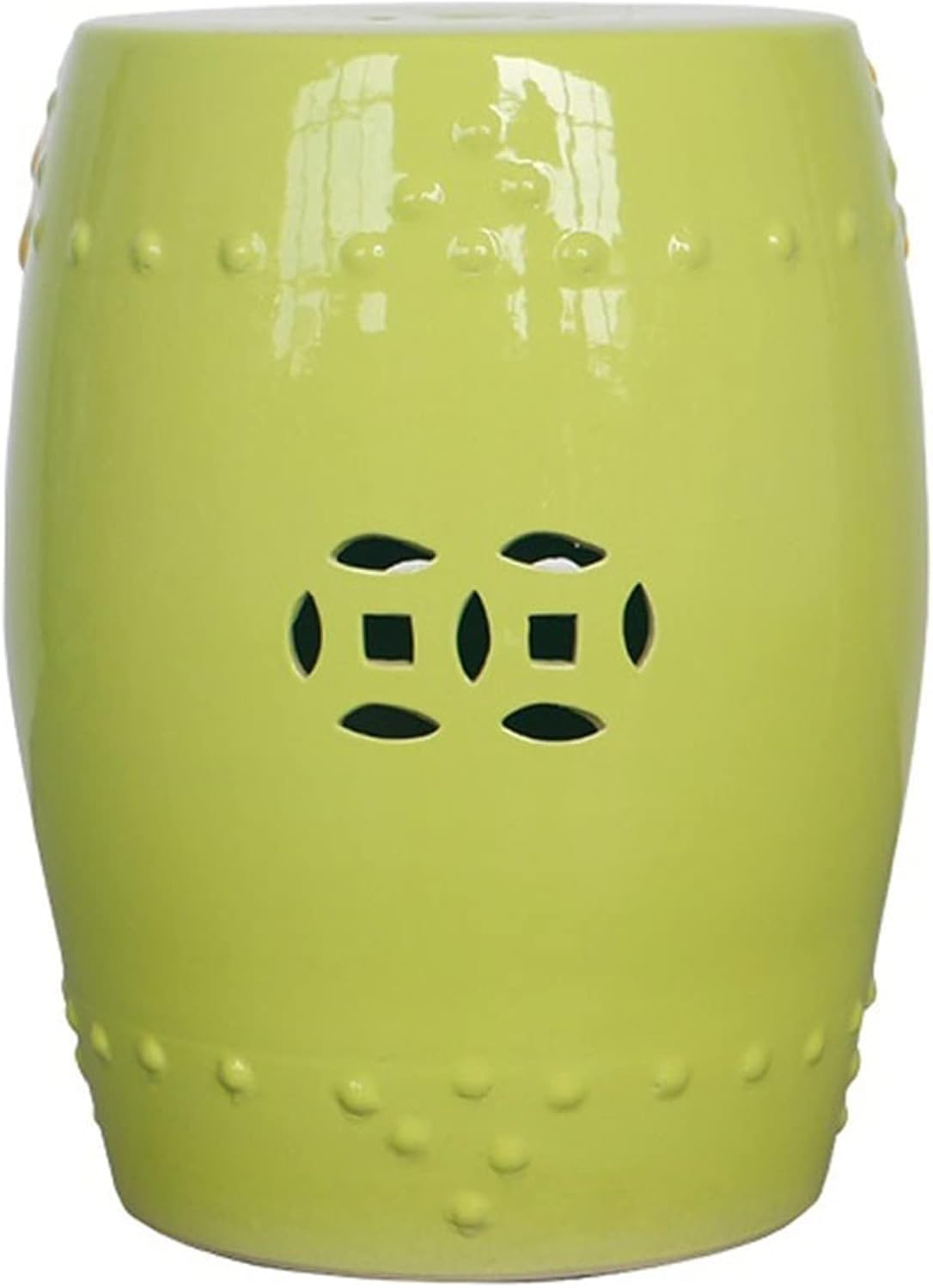 Decorative Ceramic Garden Stool, Glazed Hollow Shoe Changing Stool Drum Stool, Suitable for Outdoor Garden, Living Room, Terrace, Etc. (Color : Soft Green)