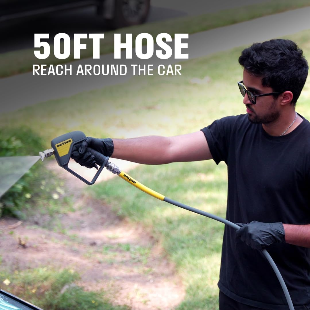 ACTIVE Pressure Washer Hose 50 Ft 5/16" - Kink Resistant Steel Braided Power Washer Hose for All Electric & Gas Pressure Washers, Flex Hose W/Max 4000 PSI & 12 GPM at a Peak Temperature of 212F image number 6