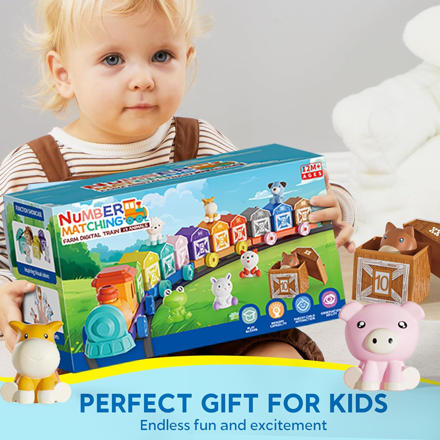 Montessori Farm Animal Learning Toys for Toddlers 1-3, Counting, Matching & Sorting Montessori Learning Farm Train,Color Sorting, Matching Game, (Upgraded Version) - Regular Version image number 5