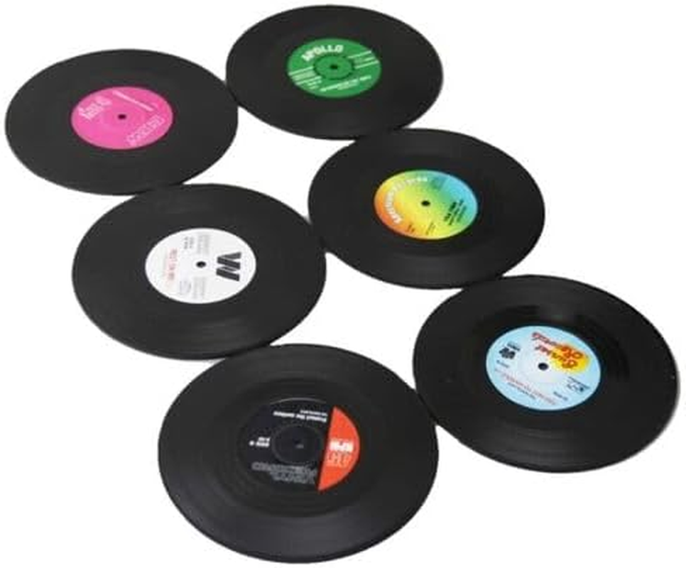 6X Vinyl Cd Cup Pad Drinks Mat Vintage Record Groovy Disk Coasters Table Placemat, 10.5Cm Diameter image number 1