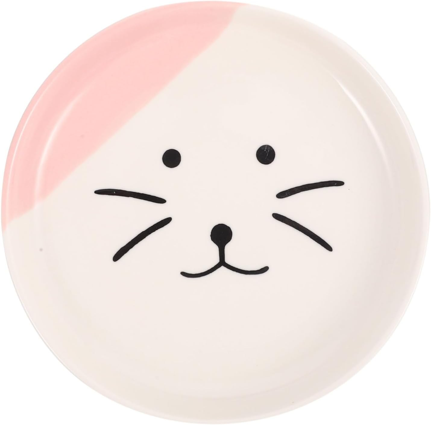 WOONEKY Ceramic Cat Bowl - Whisker Relief Food and Water Dish, Flat Plate for Cats and Dogs, Reusable Feeding Plate