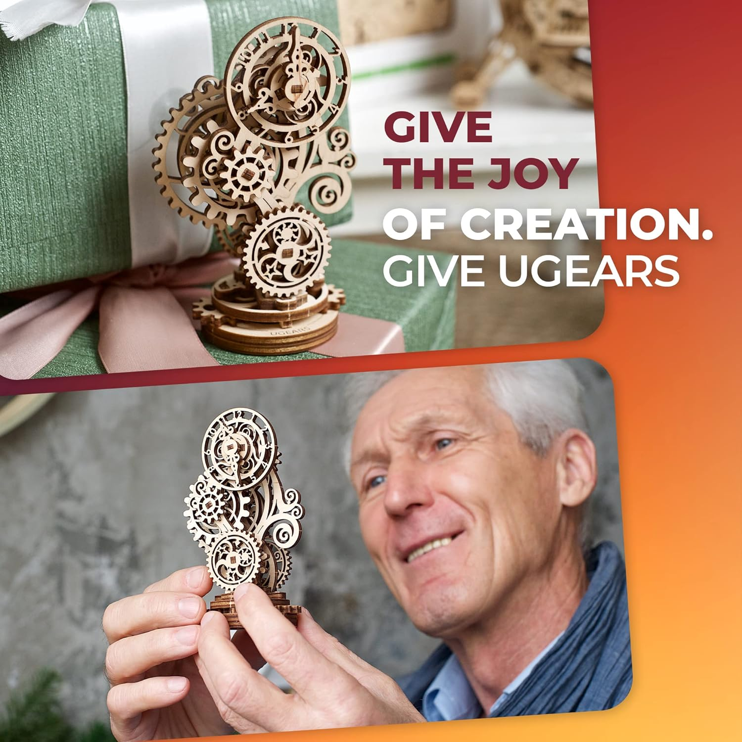 Steampunk Clock Ugears 3D Mechanical Model, Self-Assembling DIY Craft Set, Wooden Box School Project image number 6