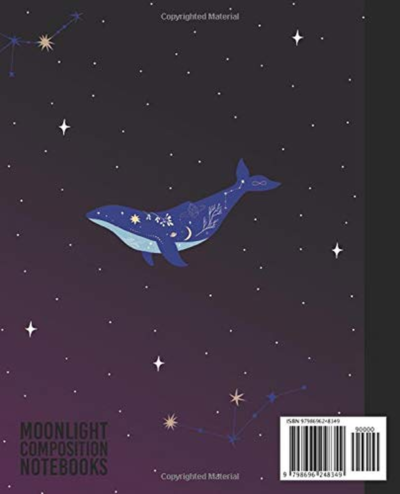 Composition Notebook: Blue Celestial Space Whale - Wide Ruled Lined Paper Journal - 7.5" X 9.25" - 110 Pages image number 1