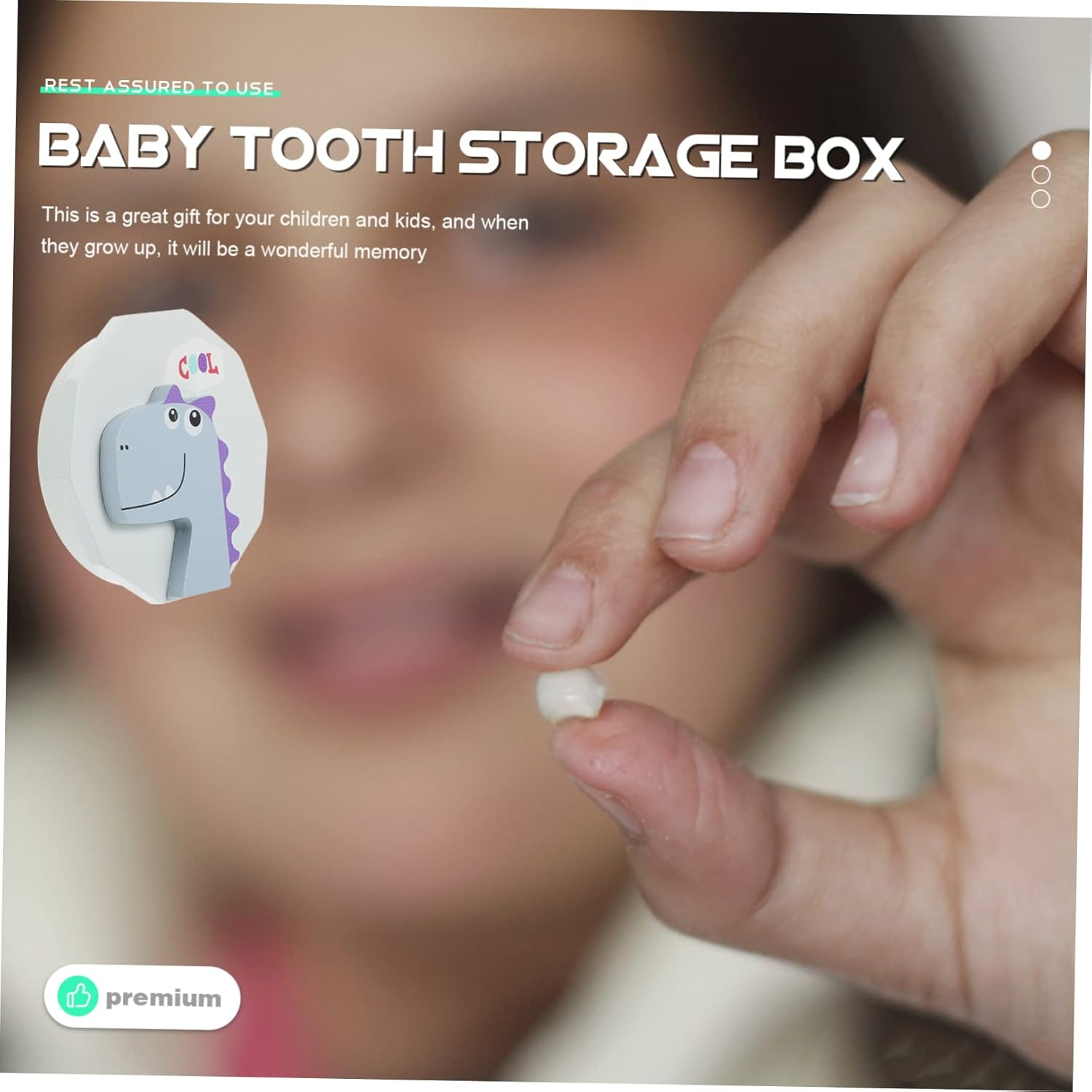 Box Wooden Tooth Keepsake Box for Cute Dinosaur Design Tooth Storage Case Present for Newborns image number 1