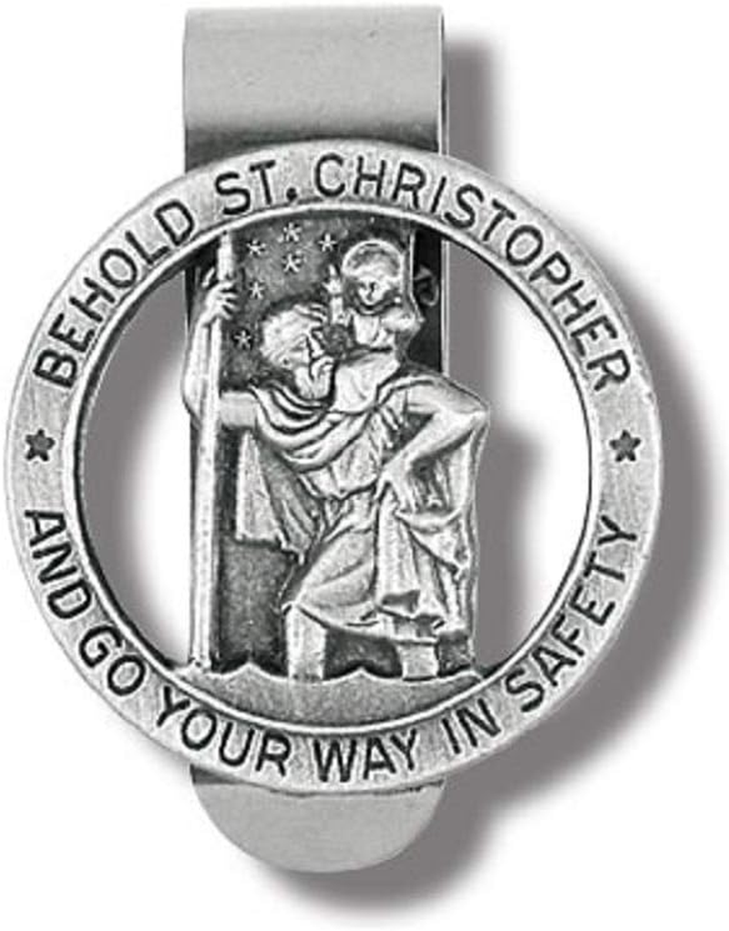 HIR round Saint St Christopher Go Your Way in Saftey Proctection Visor Clip, 1 3/8 Inch (Dia)