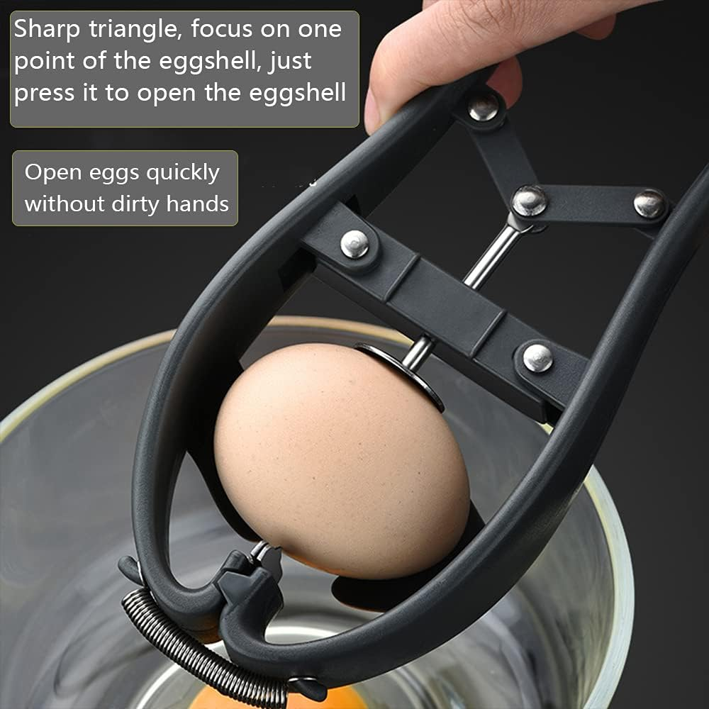 Egg Cracker,L Egg Opener, Automatic Egg Cracking Tool, Easy Eggshell Cuttereggshell Cutter Egg Separator Creative Kitchen Tools (Black) image number 4