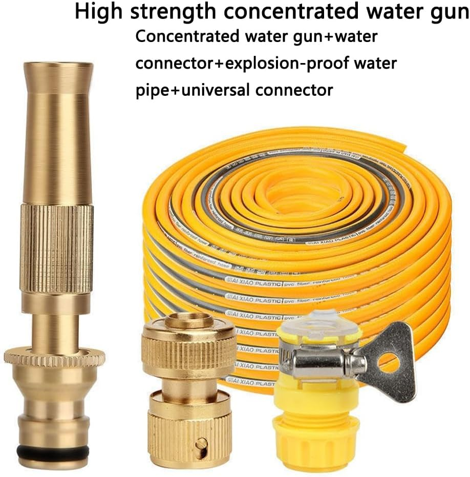 15M High Pressure Home Car Wash Water Gun Water Hose Hose Garden Telescopic Cleaning Watering Sprinkler Set Generic, Car Wash Hose, for Watering Tender Shoot Flower, Moisting and Cooling Air,Yellow