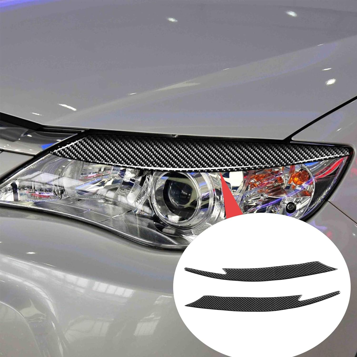 Eyelids Decal, Headlight Eyebrow Trim Carbon Fiber Eyelids for Impreza WRX STI 2008-2011 for Headlight Eyebrow image number 2