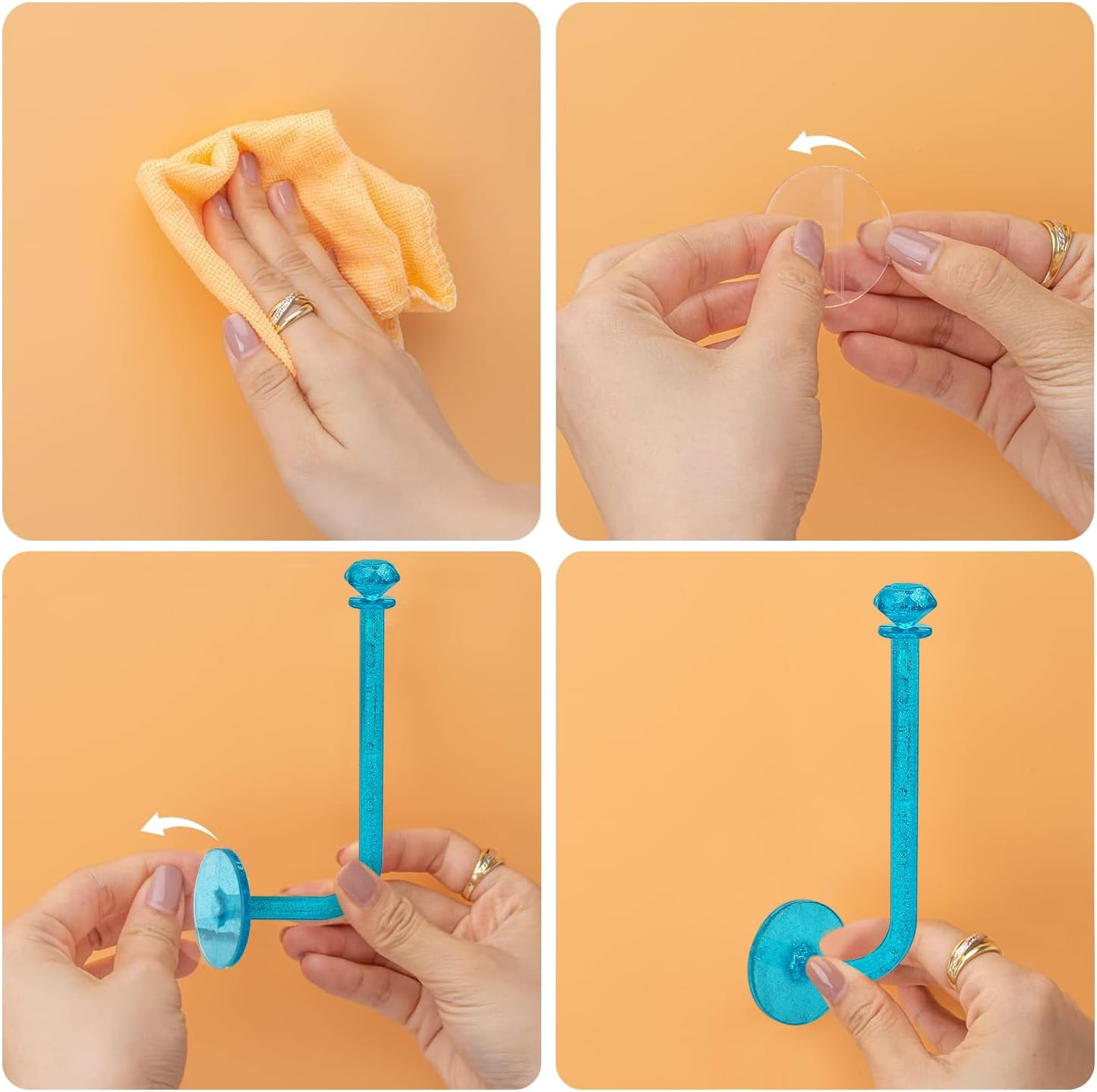 4Pcs Headband Holder Stand Scrunchie Organizer, Girls Hair Accessories Organizer Storage for Headband Hairband Hair Ties, Clear Glitter Adhesive Scrunchy Holder Scrunchie Storage image number 2