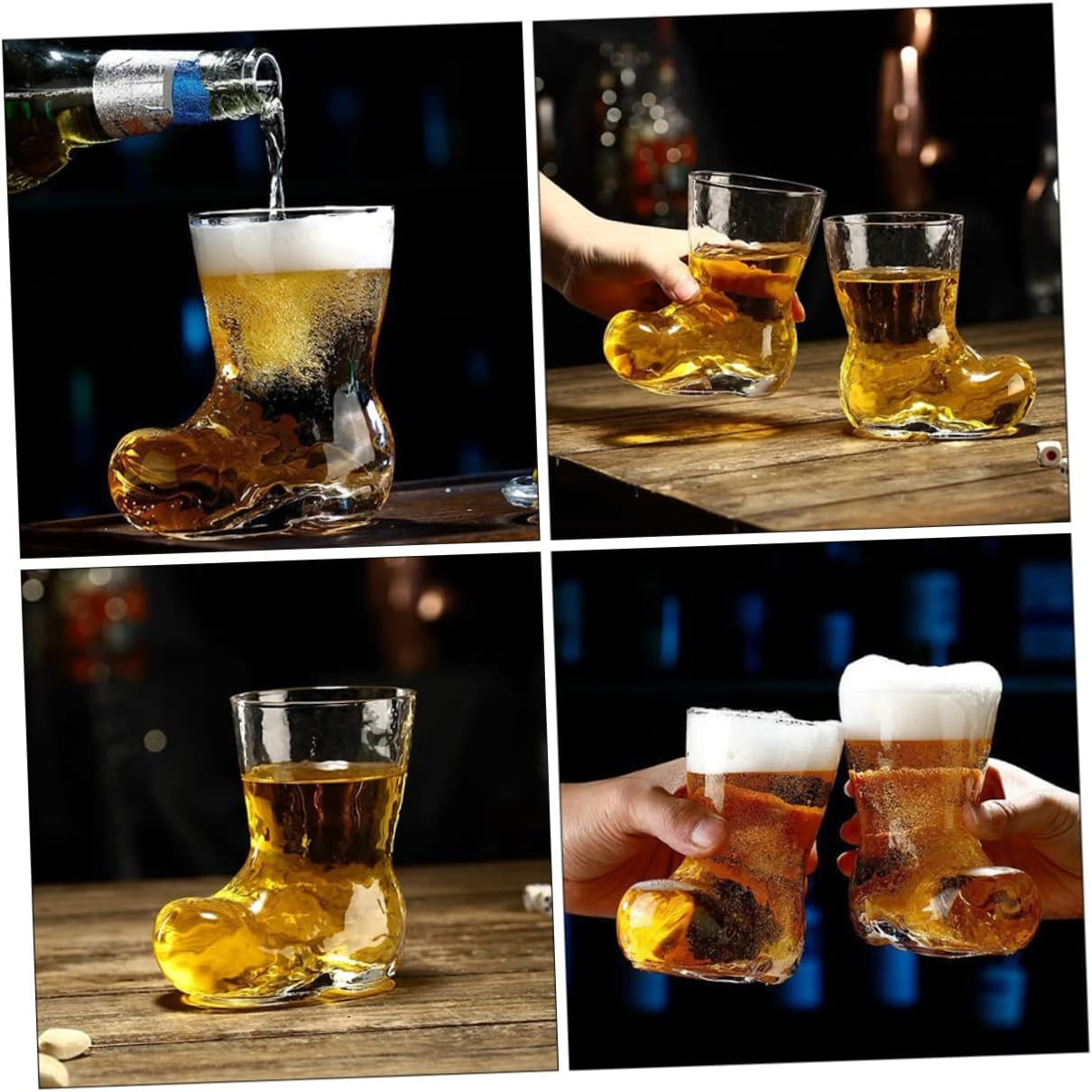 LABRIMP Boot Shaped Glass Cup Creative Beer Mug for Parties Unique Design Drinking Glass for Cold Beverages Stylish Bar Accessory for Home and Celebrations