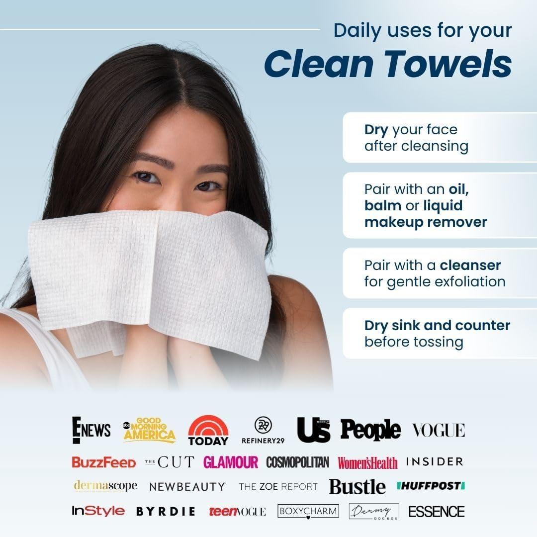 CLEAN SKIN CLUB Clean Towels Xl,World'S 1ST Acne Fighting Biodegradable Face Towel, Dermatology Tested & Approved, Super Soft for Sensitive Skin, 200 Count (Save 15%) 1 image number 4