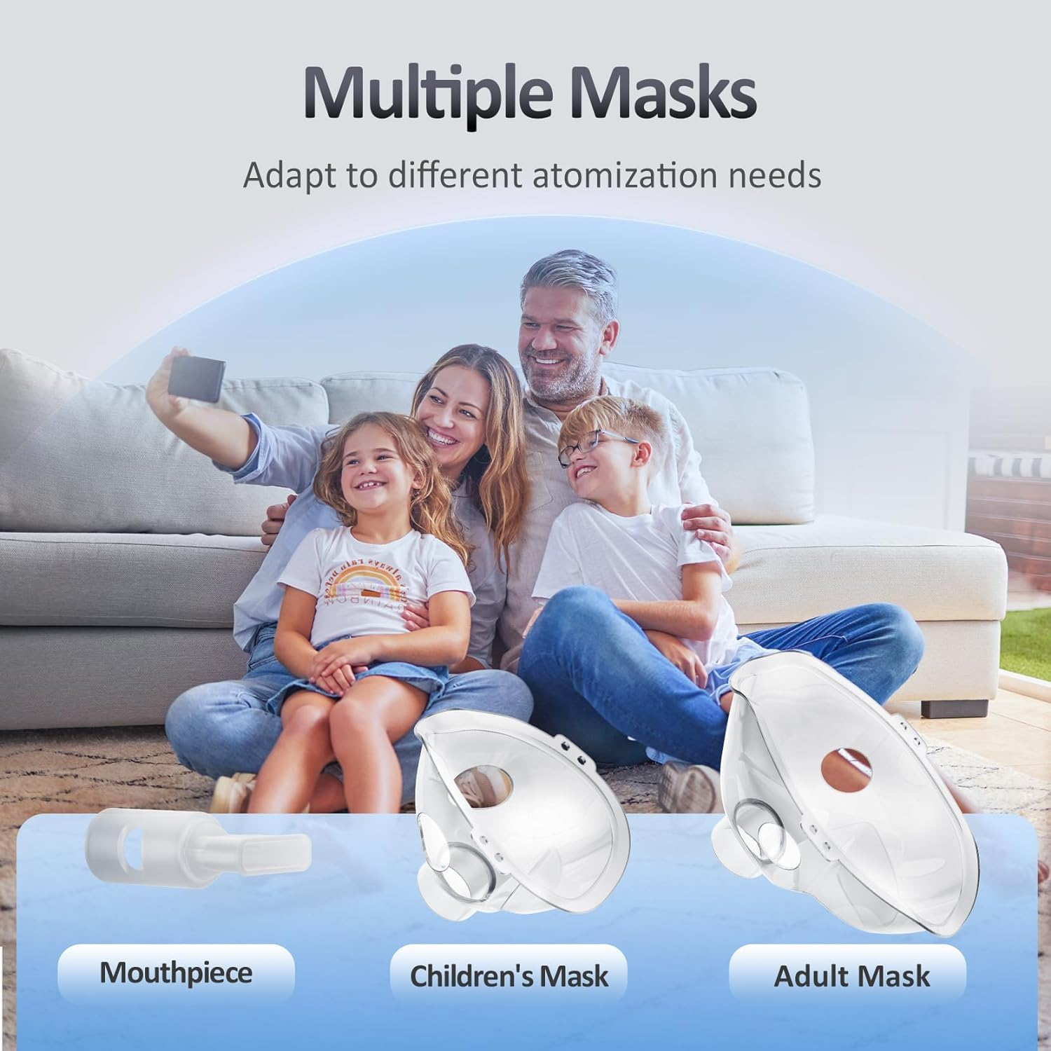 Nebulizer, Portable Nebulizer, Nebulizer Machine for Adults and Kids,For Breathing Problems, with 3 Nebulizer Masks and Adjustable Nebulization Rate image number 1