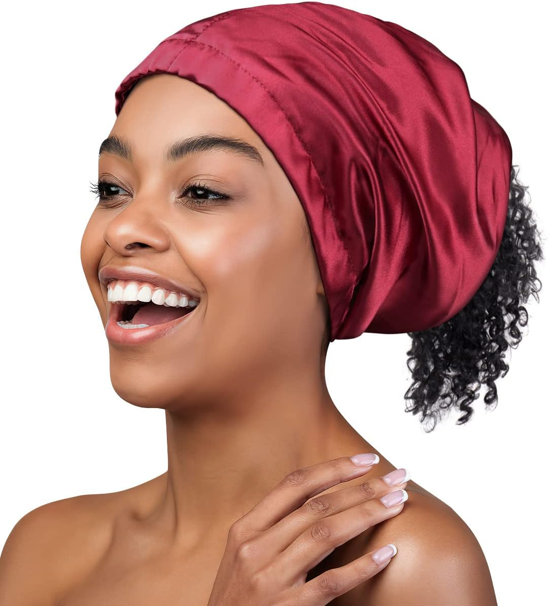 Cozy Slouchy Beanie Satin Bonnet Sleeping Hat with Open Top