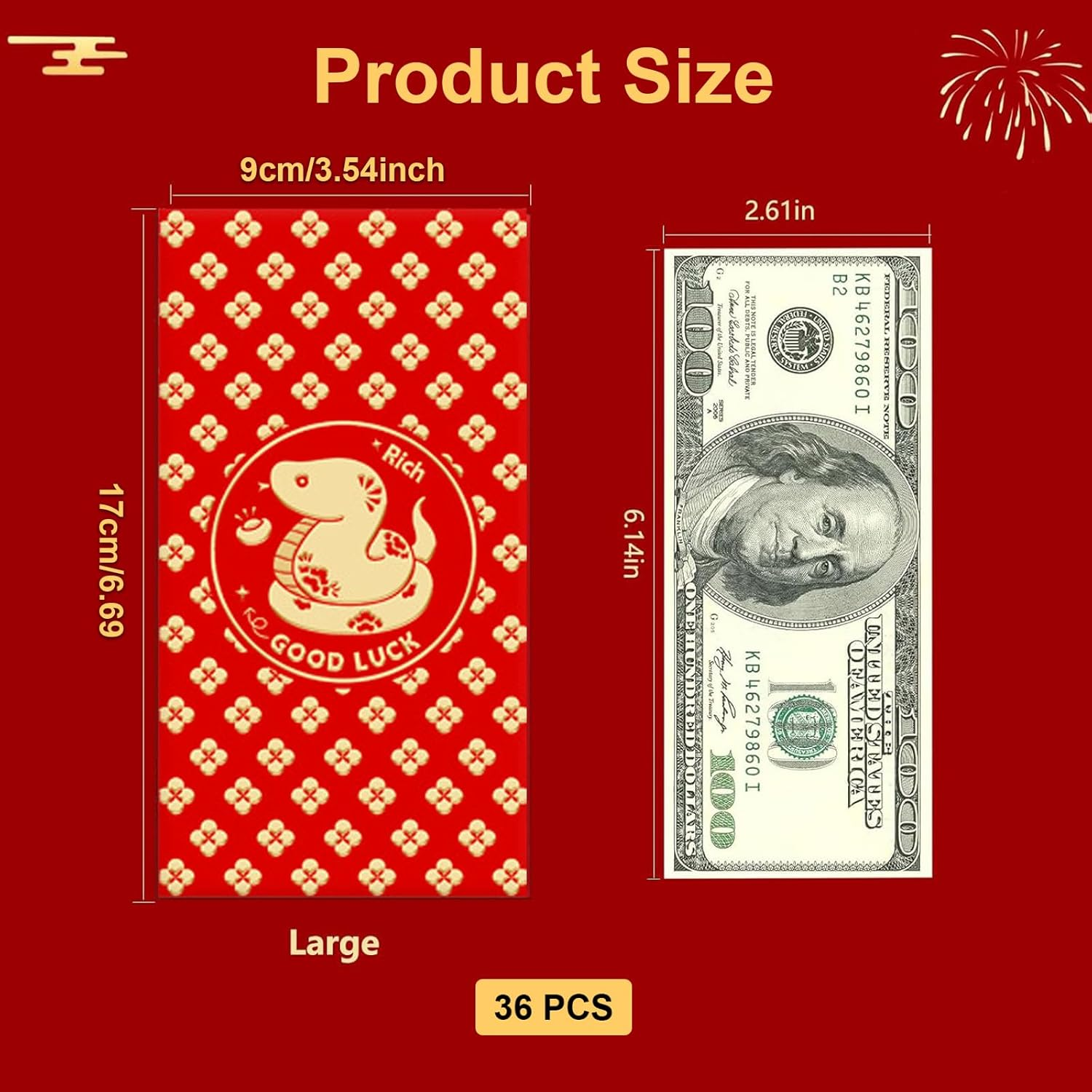 Yqqzqchinese Hongbao,18Pcs Red Envelope Paper Pocket,Lucky Money Envelope Chinese Traditional Red Pocket image number 1