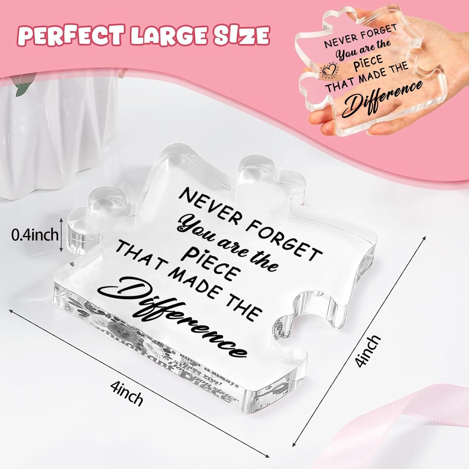 Leaving Gifts for Colleagues Women, Thank You Gifts for Men Thank You Gifts for Women Friend Puzzle Piece Acrylic Plaque Teacher Gifts for Retired Female Leaving Presents for Colleagues image number 2