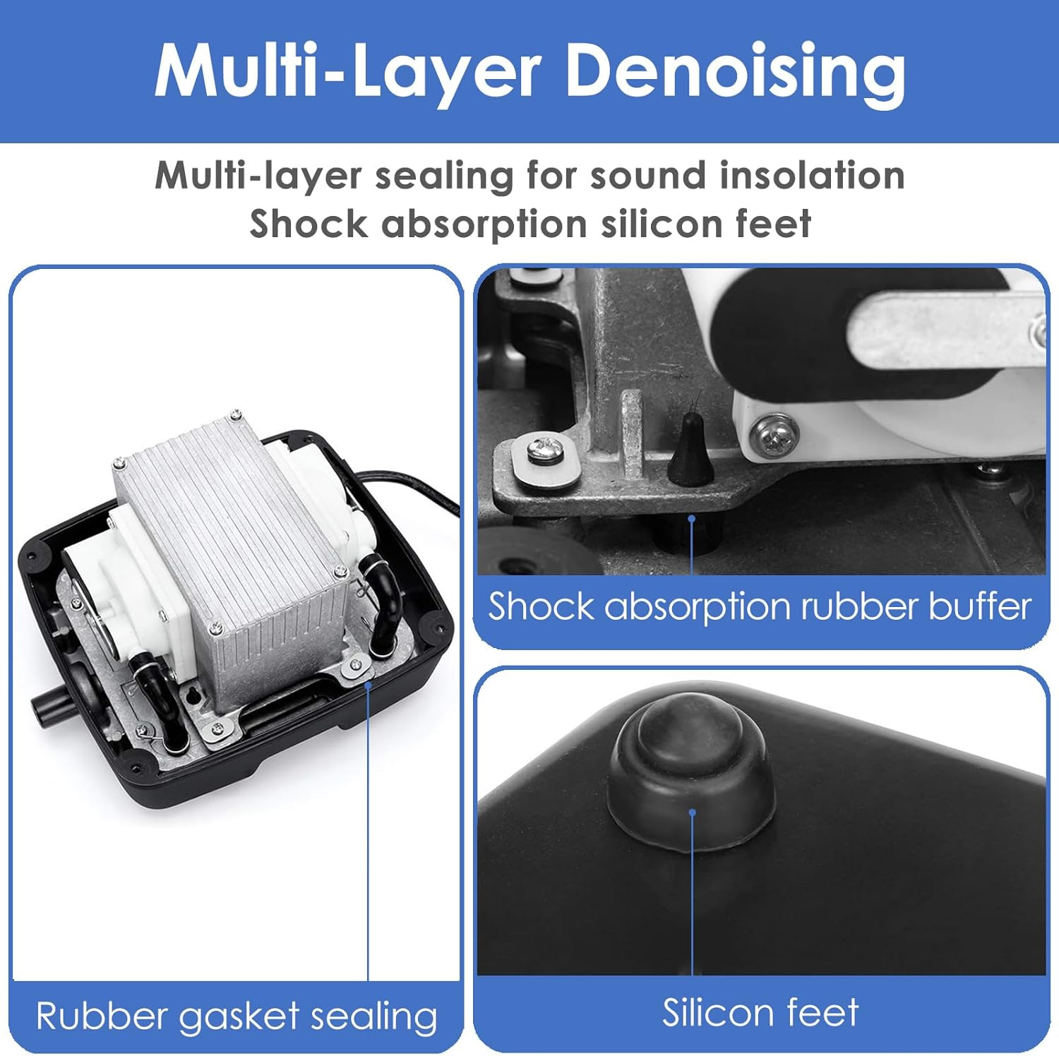 Aquamiracle Super Powerful Linear Air Pump AP-40/AP-60/AP-80 Pond Aerator, Septic Air Pump, Hydroponic Air Pump, Koi Pond Air Pump 635/950/1350GPH, for Waste Treatment, Fish Farm, Seafood Restaurant image number 4