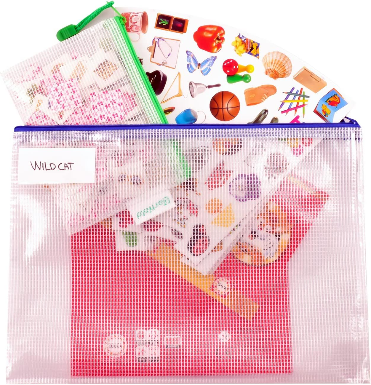 Djois, 509029 Zip Storage Bag, A5, Assorted, Pack of 8, Reinforced Zip Pockets, Transparent, Ultra Durable, Perfect for Office, Home, School, Travel, Document Protection image number 1